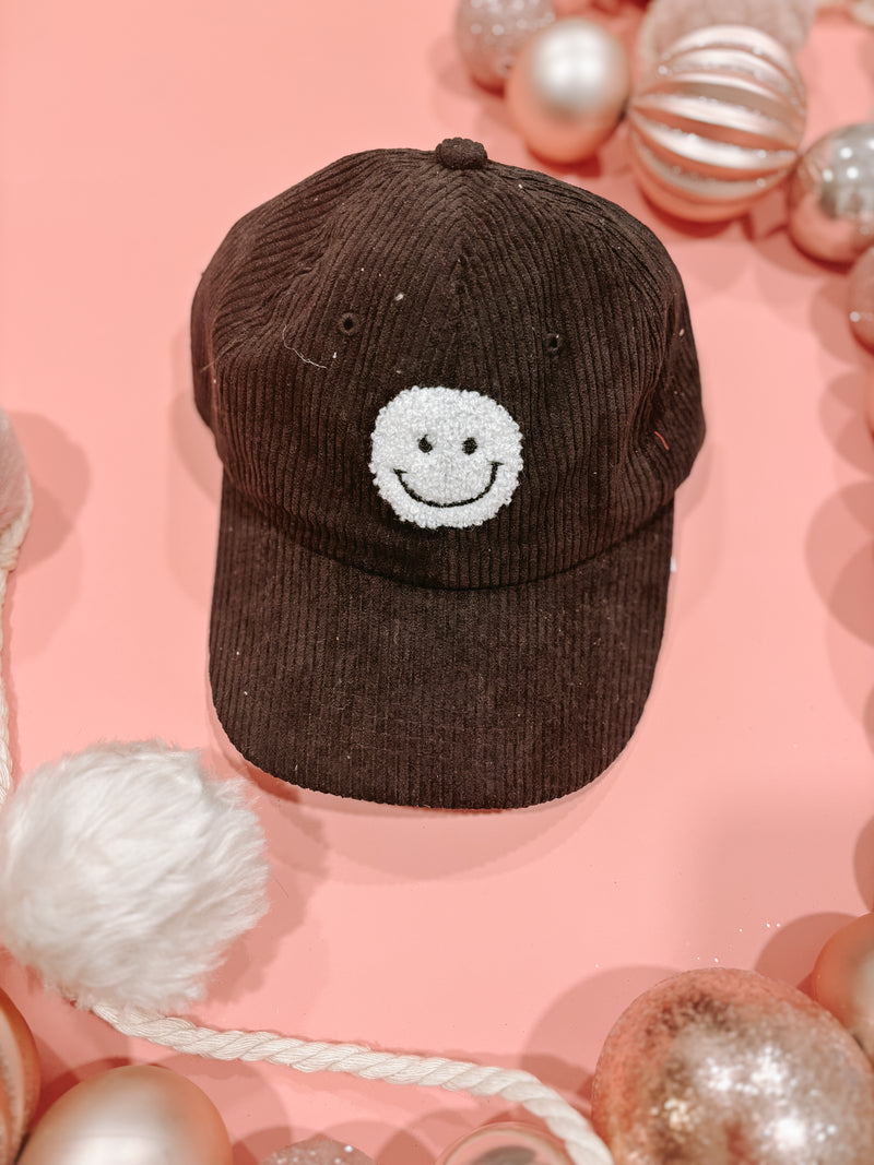 Corduroy Smiley Baseball Cap