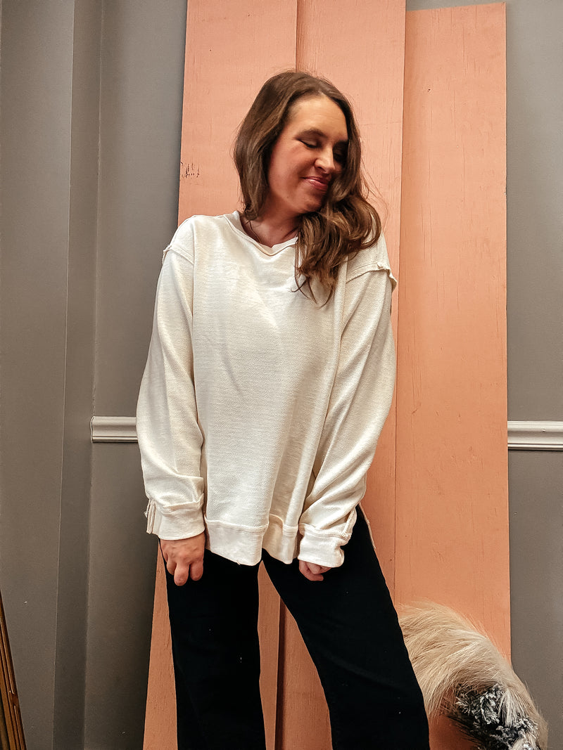 Cream Textured Sweatshirt