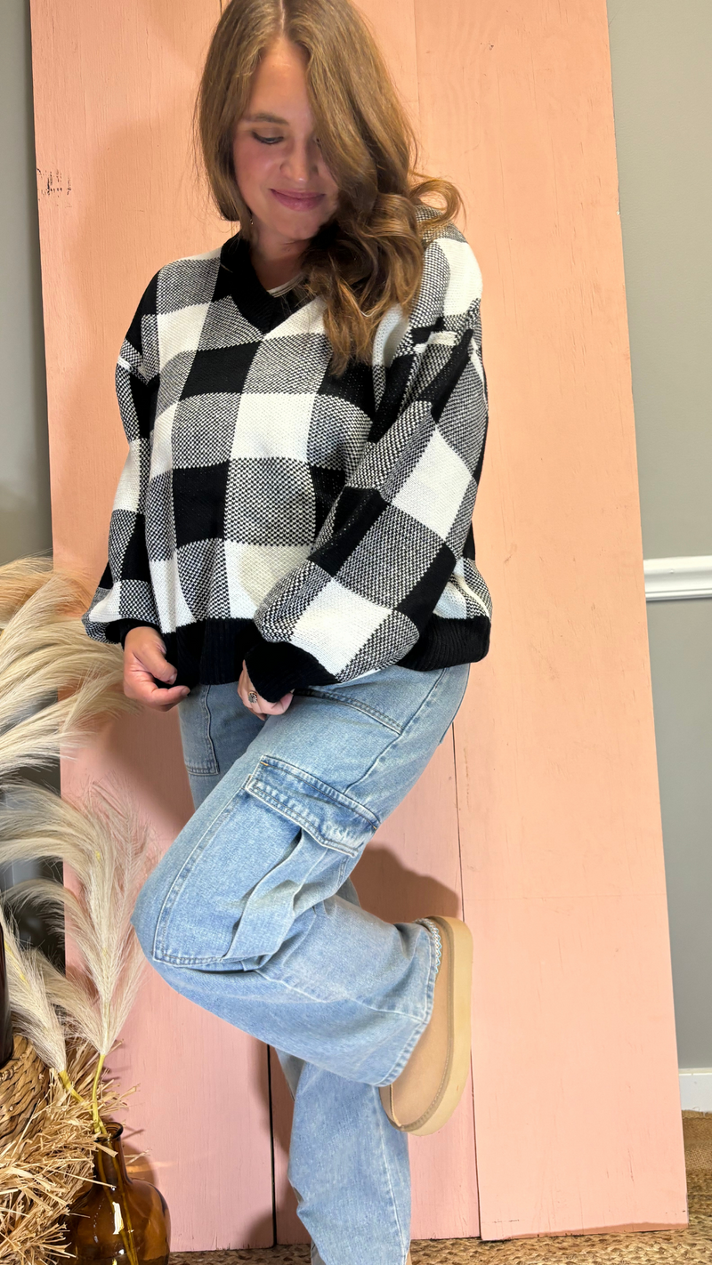 Black & White Checkered Sweater