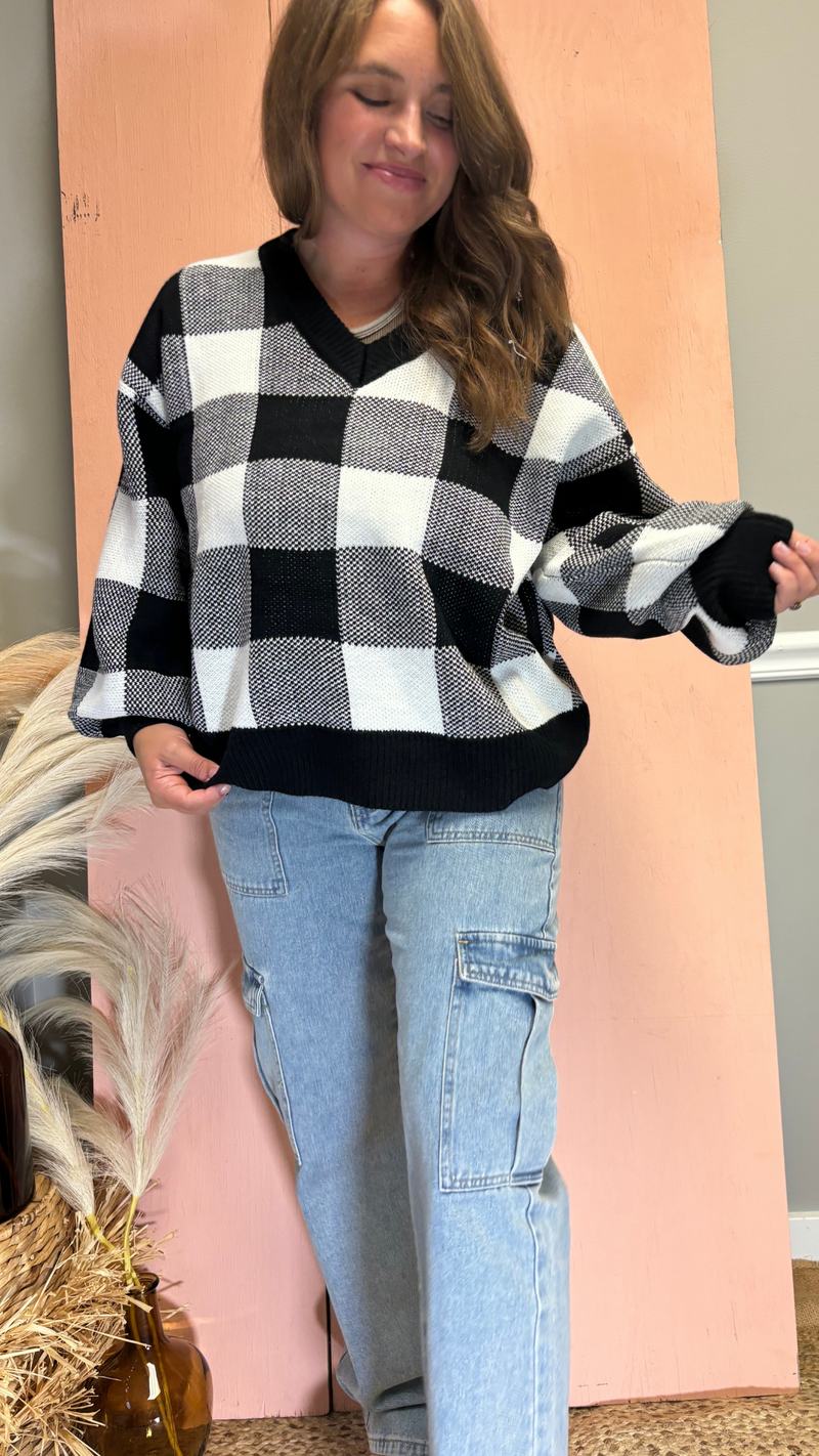 Black & White Checkered Sweater