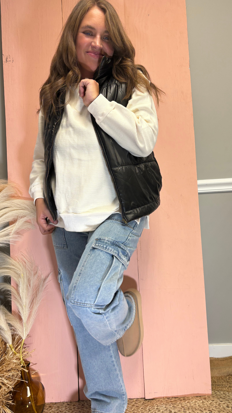 Cream Textured Sweatshirt
