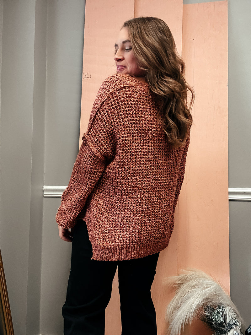 Caramel Henley  Sweater