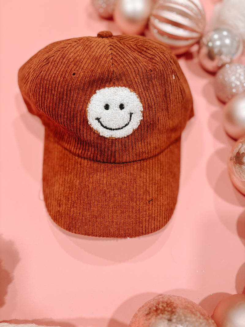 Corduroy Smiley Baseball Cap