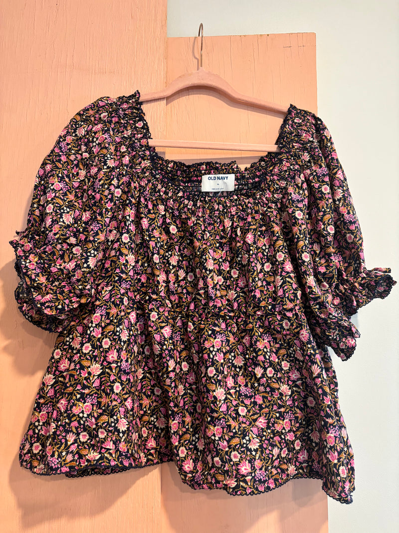 Floral Ruffled Top- XL