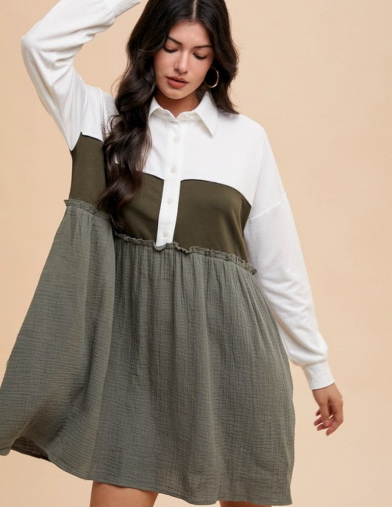 Olive Collared Dress