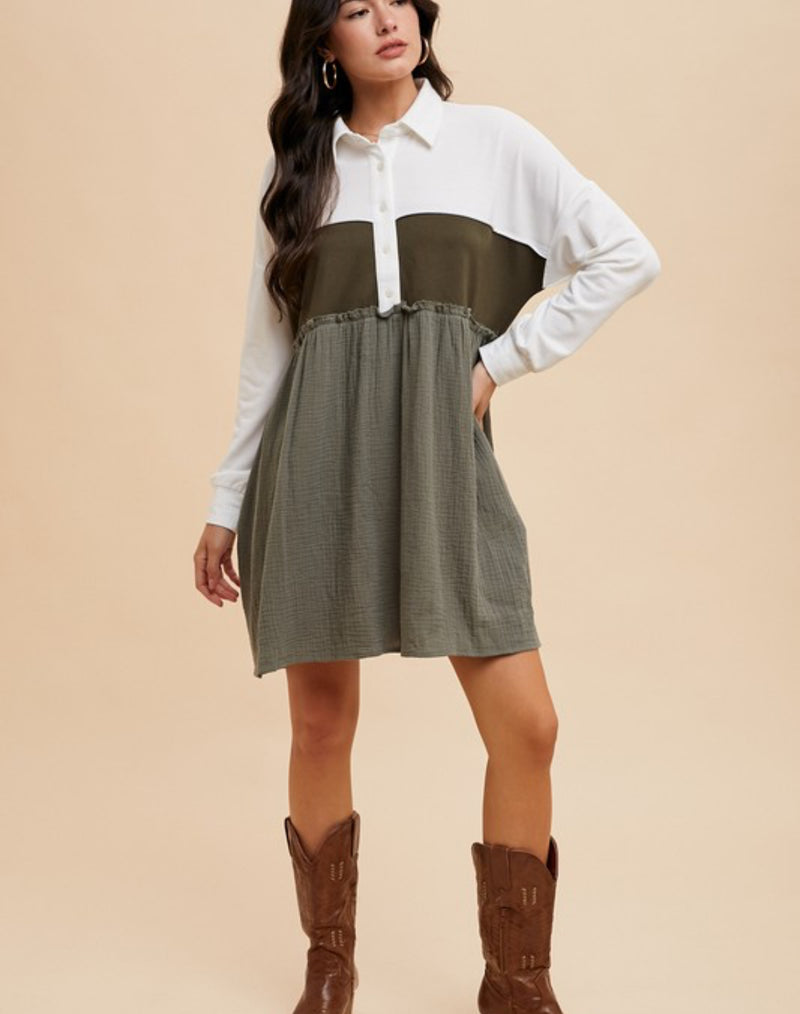 Olive Collared Dress