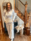 Cream Corduroy Wide Leg Pants